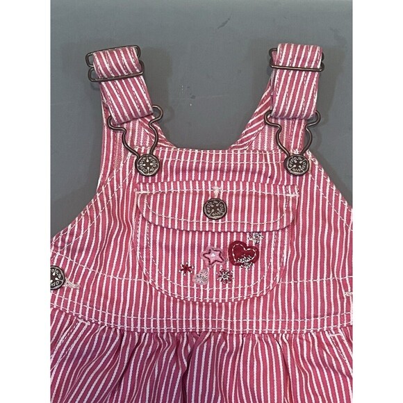 Oshkosh B’Gosh Pink Gingham Check Overalls Jumper Cotton Dress Girls Sz 6 Months - Picture 3 of 10